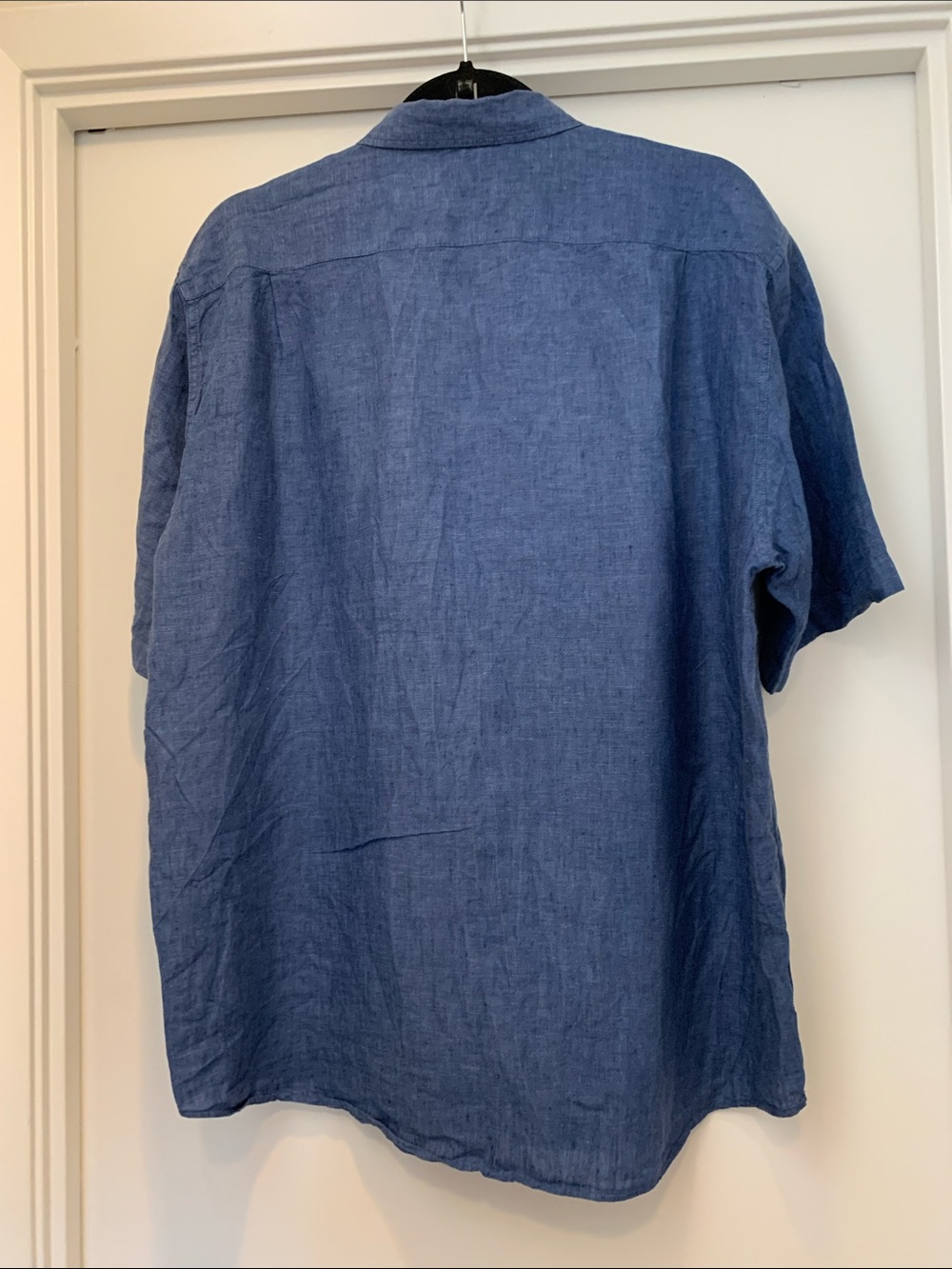 Muji Blue Short-Sleeve Button-Down Linen Shirt - Picture 2 of 2
